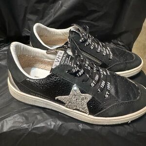 Vintage Havana Black Sneakers with Silver Star
